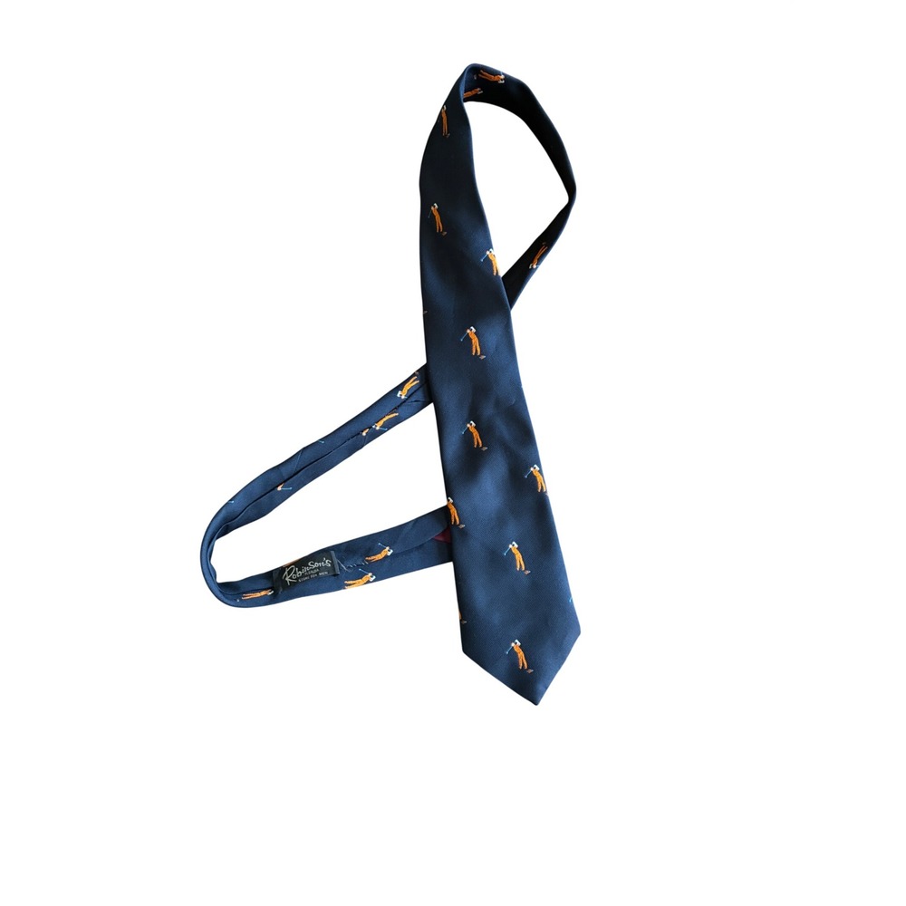 Kipper Robinson's Florida Tie Mens Navy Blue & Orange Vintage Golfer Nautical